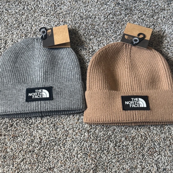 The North Face beanie bundle set grey and tan khaki brown Knit Beanie - Picture 1 of 3